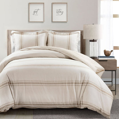 Farmhouse Stripe 100% Cotton Duvet Cover Set - Quahog Bay Bedding