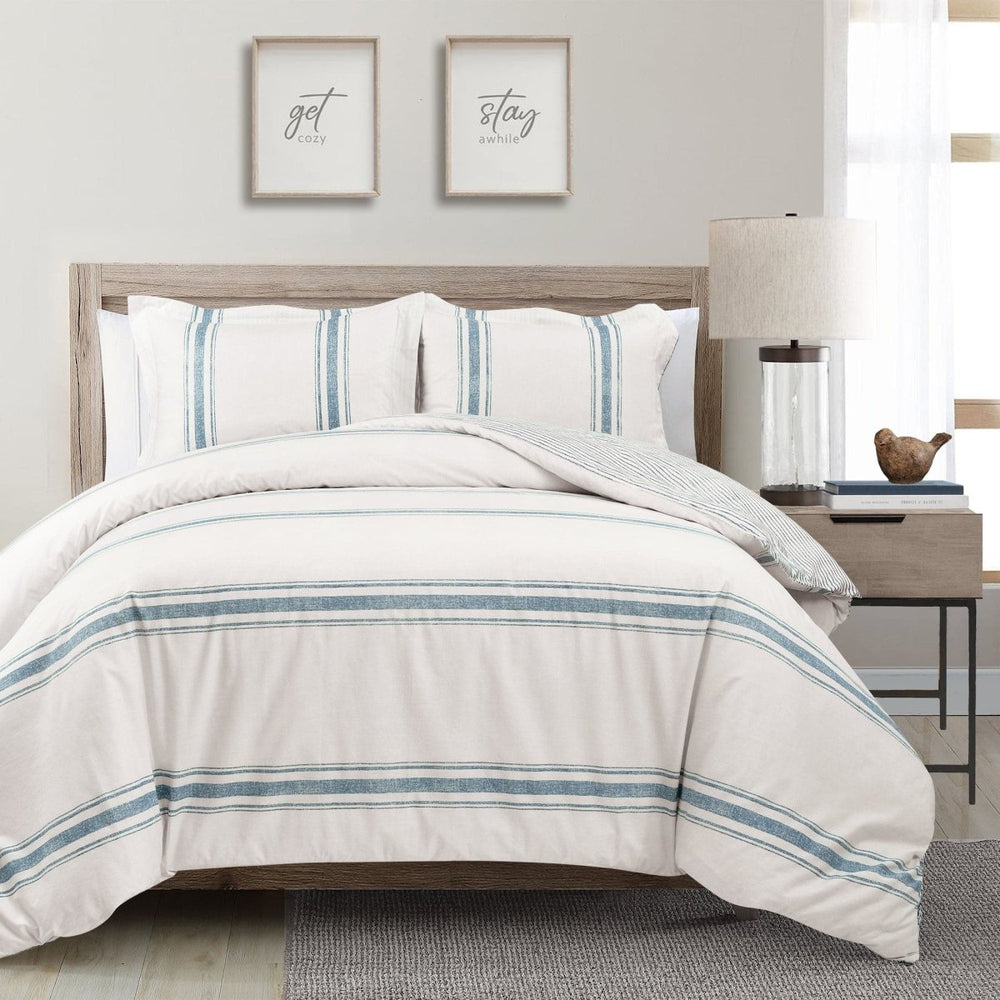 Farmhouse Stripe 100% Cotton Duvet Cover Set - Quahog Bay Bedding
