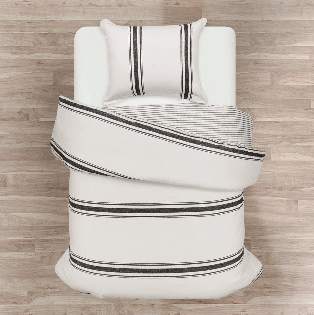 Farmhouse Stripe 100% Cotton Duvet Cover Set - Quahog Bay Bedding