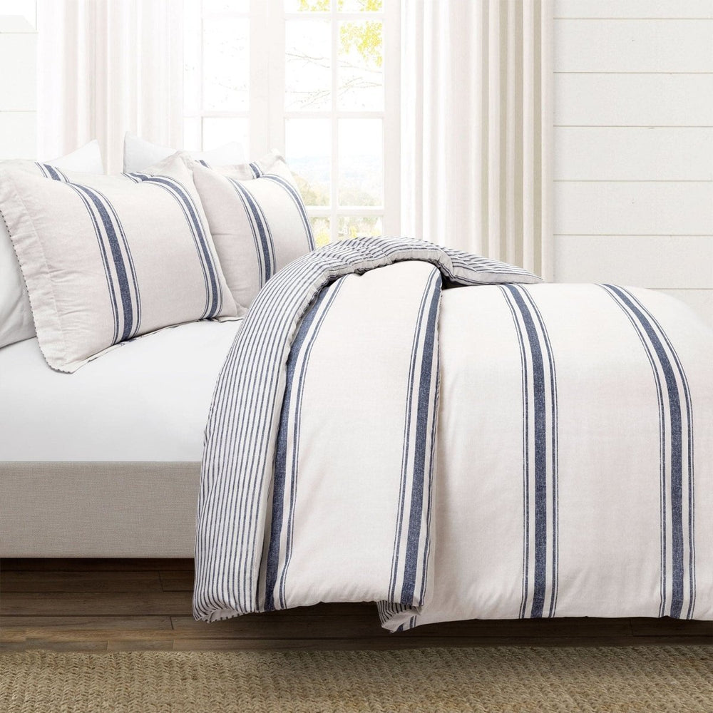 Farmhouse Stripe 100% Cotton Duvet Cover Set - Quahog Bay Bedding