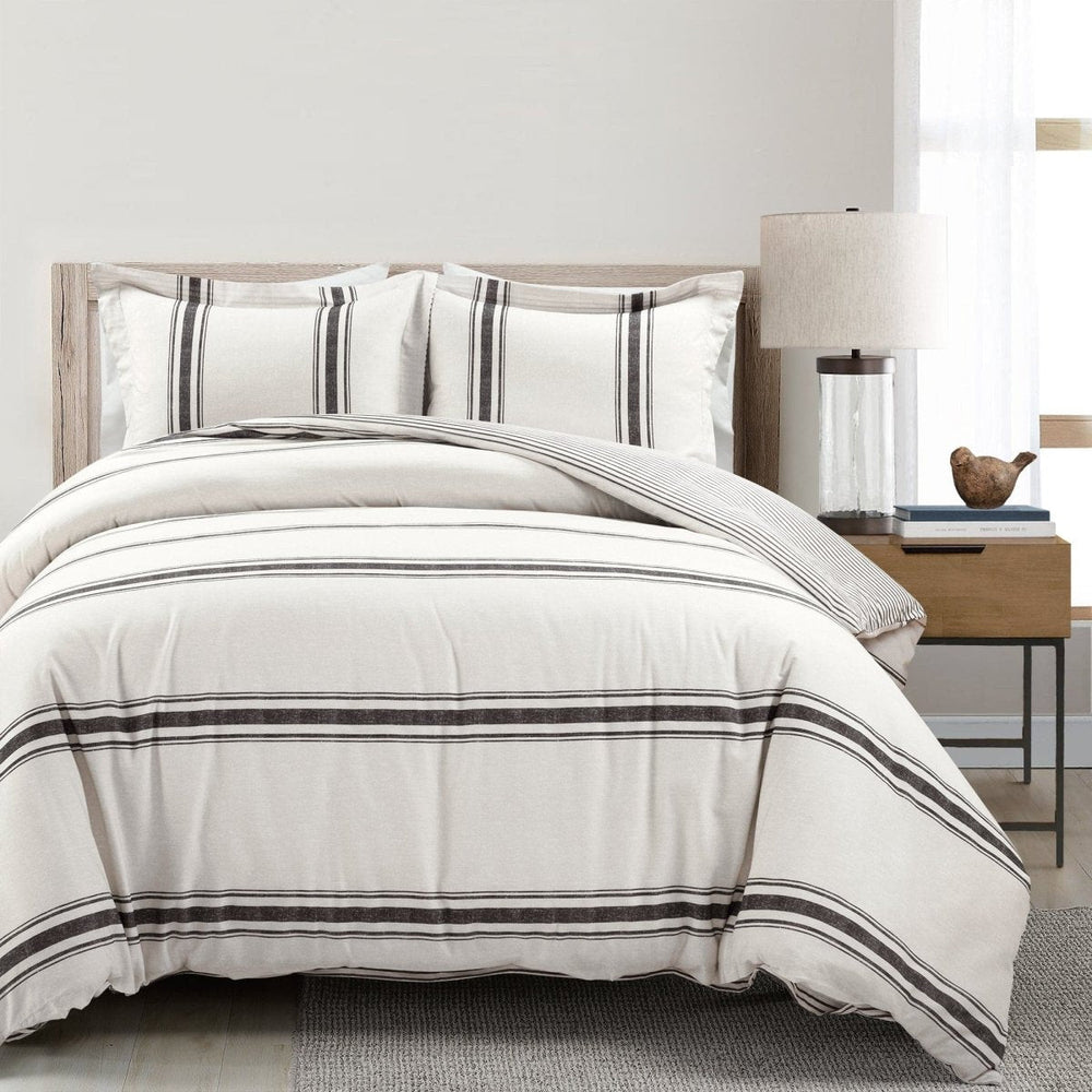 Farmhouse Stripe 100% Cotton Duvet Cover Set - Quahog Bay Bedding