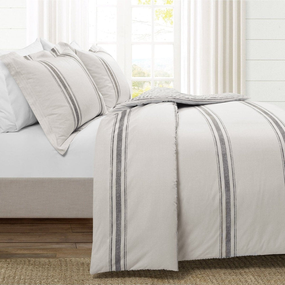 Farmhouse Stripe 100% Cotton Duvet Cover Set - Quahog Bay Bedding