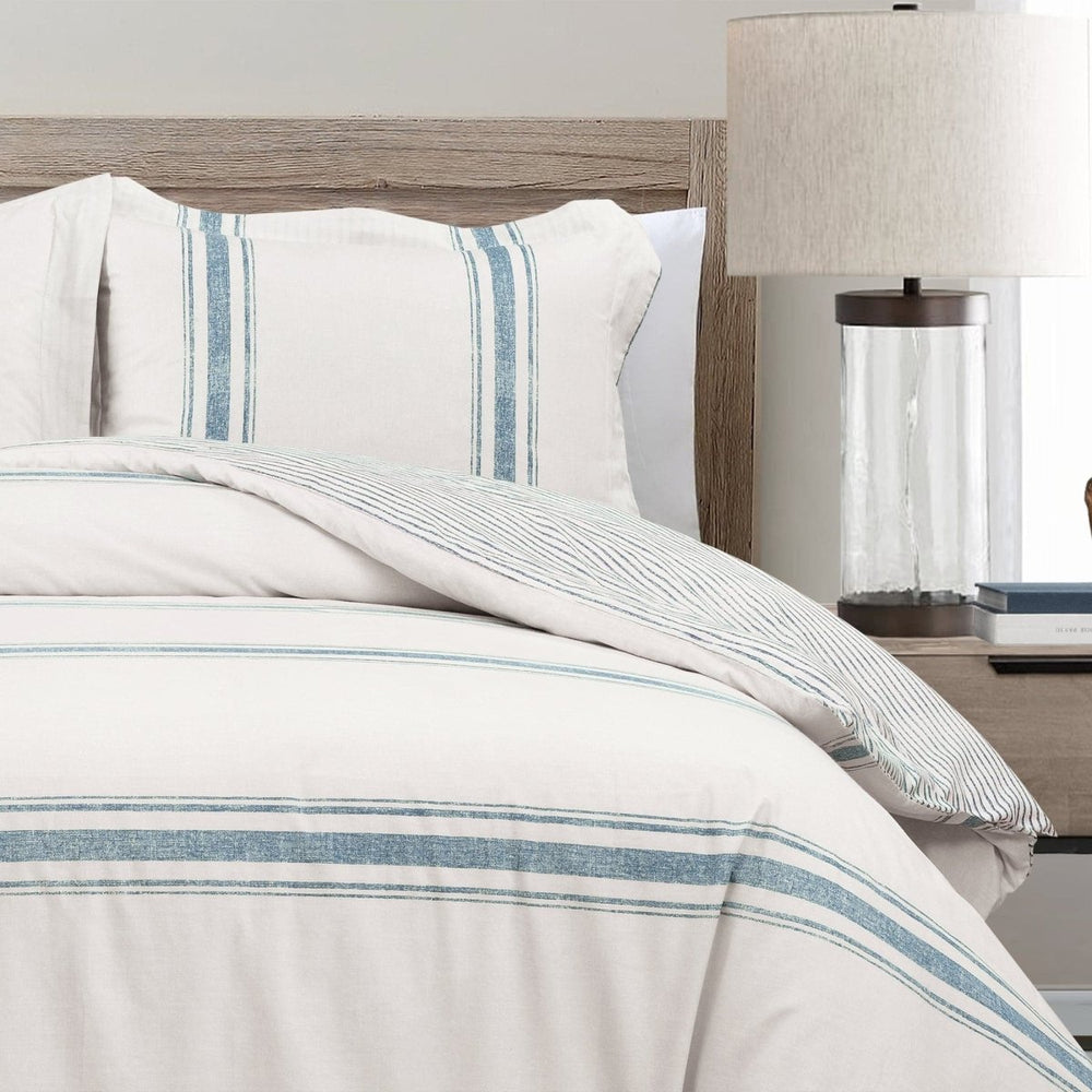 Farmhouse Stripe 100% Cotton Duvet Cover Set - Quahog Bay Bedding