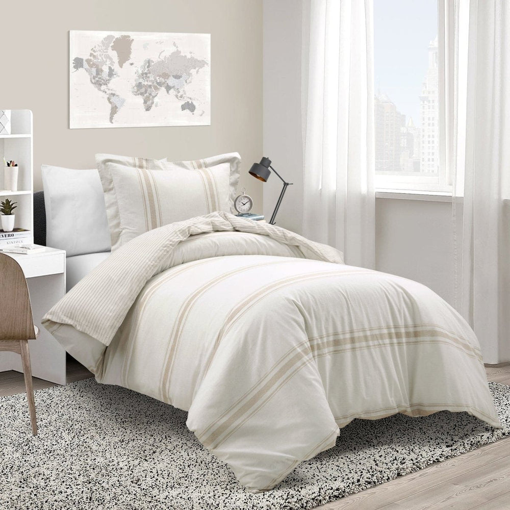Farmhouse Stripe 100% Cotton Duvet Cover Set - Quahog Bay Bedding
