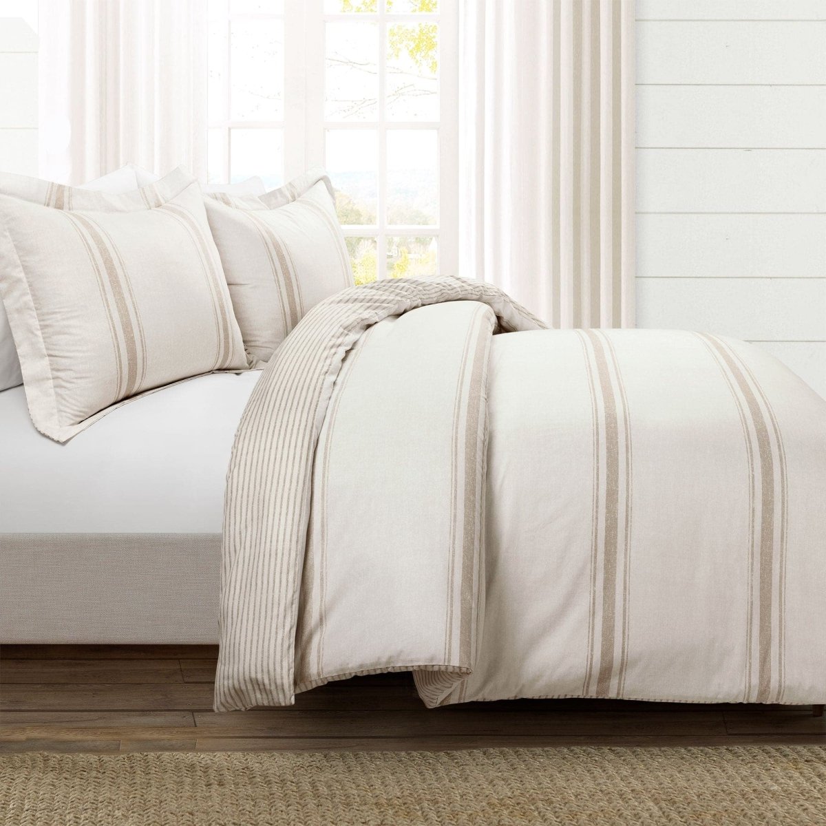 Farmhouse Stripe 100% Cotton Duvet Cover Set - Quahog Bay Bedding