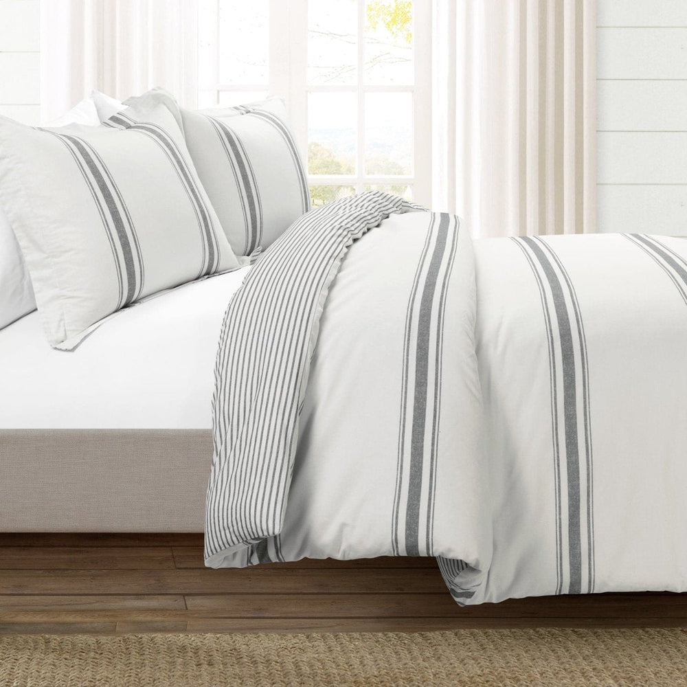 Farmhouse Stripe 100% Cotton Duvet Cover Set - Quahog Bay Bedding