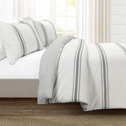 Farmhouse Stripe 100% Cotton Duvet Cover Set - Quahog Bay Bedding