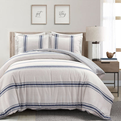 Farmhouse Stripe 100% Cotton Duvet Cover Set - Quahog Bay Bedding