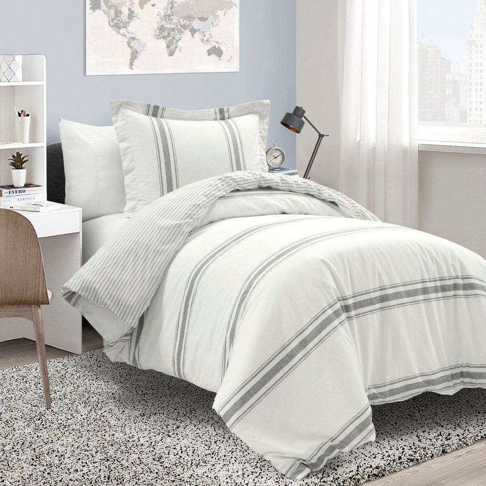 Farmhouse Stripe 100% Cotton Duvet Cover Set - Quahog Bay Bedding
