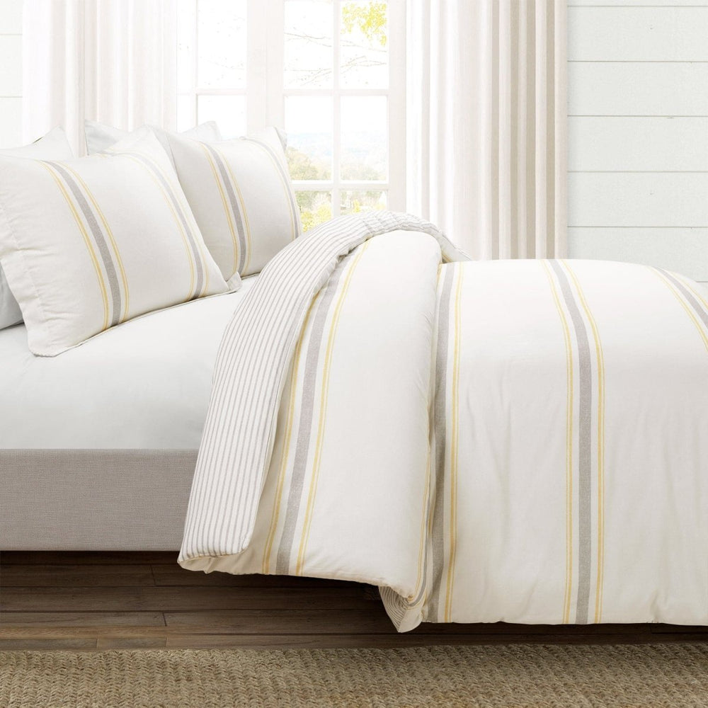 Farmhouse Stripe 100% Cotton Duvet Cover Set - Quahog Bay Bedding