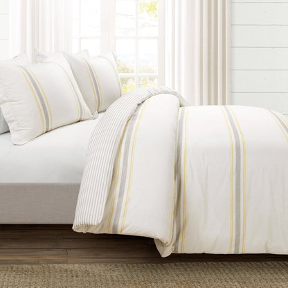 Farmhouse Stripe 100% Cotton Duvet Cover Set - Quahog Bay Bedding
