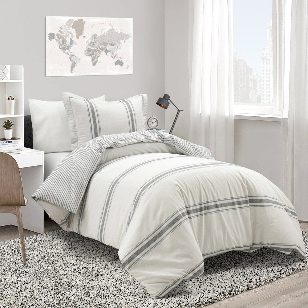 Farmhouse Stripe 100% Cotton Duvet Cover Set - Quahog Bay Bedding