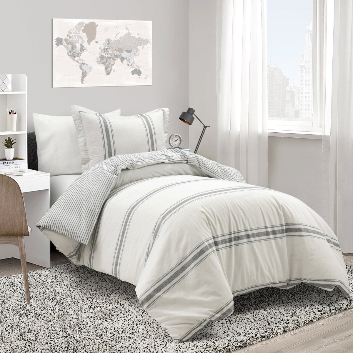 Farmhouse Stripe 100% Cotton Duvet Cover Set - Quahog Bay Bedding