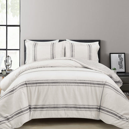 Farmhouse Stripe 100% Cotton Duvet Cover Set - Quahog Bay Bedding