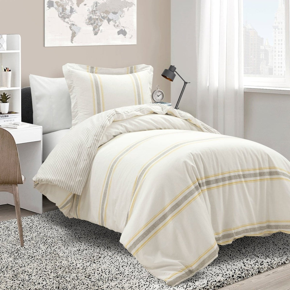 Farmhouse Stripe 100% Cotton Duvet Cover Set - Quahog Bay Bedding