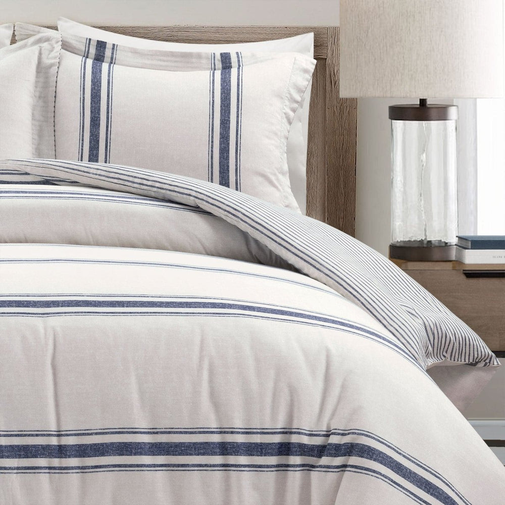 Farmhouse Stripe 100% Cotton Duvet Cover Set - Quahog Bay Bedding