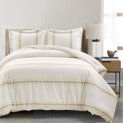 Farmhouse Stripe 100% Cotton Duvet Cover Set - Quahog Bay Bedding