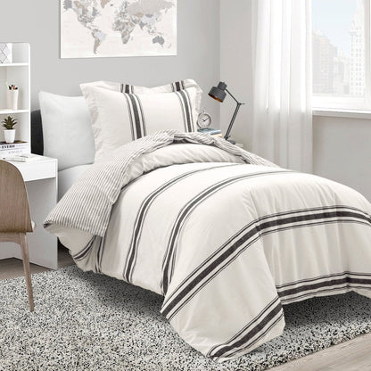 Farmhouse Stripe 100% Cotton Duvet Cover Set - Quahog Bay Bedding