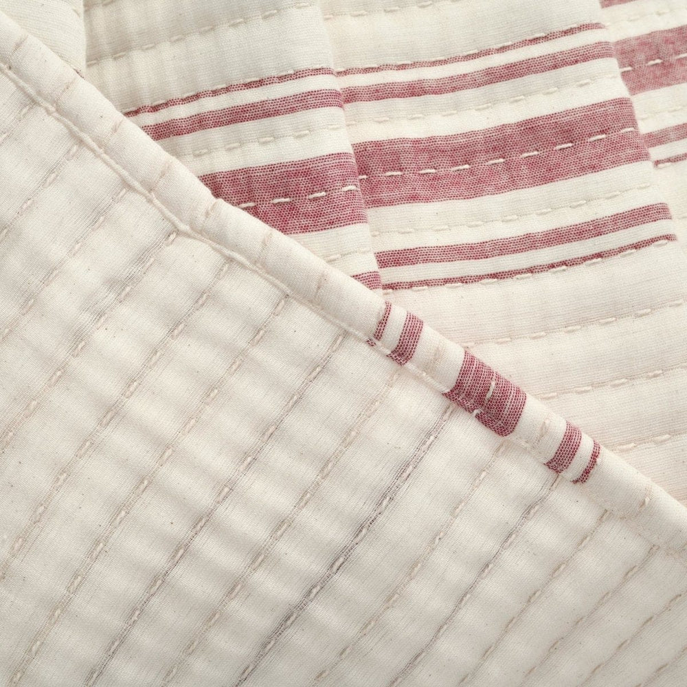Farmhouse Stripe Kantha Pick Stitch Yarn Dyed Cotton Woven Throw - Quahog Bay Bedding