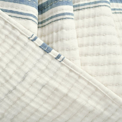 Farmhouse Stripe Kantha Pick Stitch Yarn Dyed Cotton Woven Throw - Quahog Bay Bedding