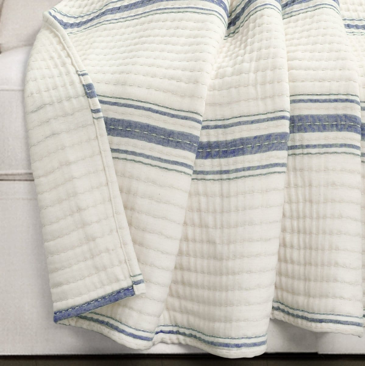 Farmhouse Stripe Kantha Pick Stitch Yarn Dyed Cotton Woven Throw - Quahog Bay Bedding