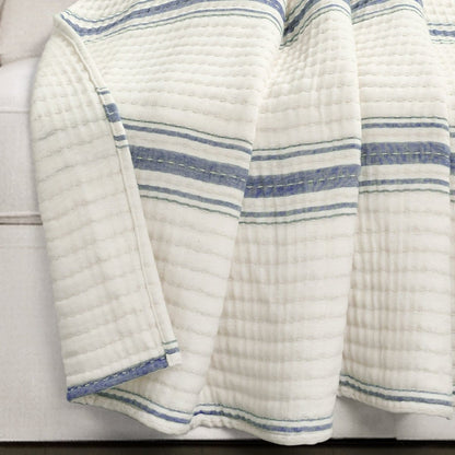 Farmhouse Stripe Kantha Pick Stitch Yarn Dyed Cotton Woven Throw - Quahog Bay Bedding