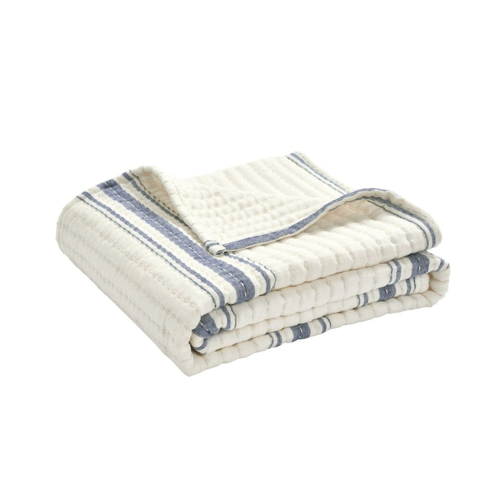 Farmhouse Stripe Kantha Pick Stitch Yarn Dyed Cotton Woven Throw - Quahog Bay Bedding