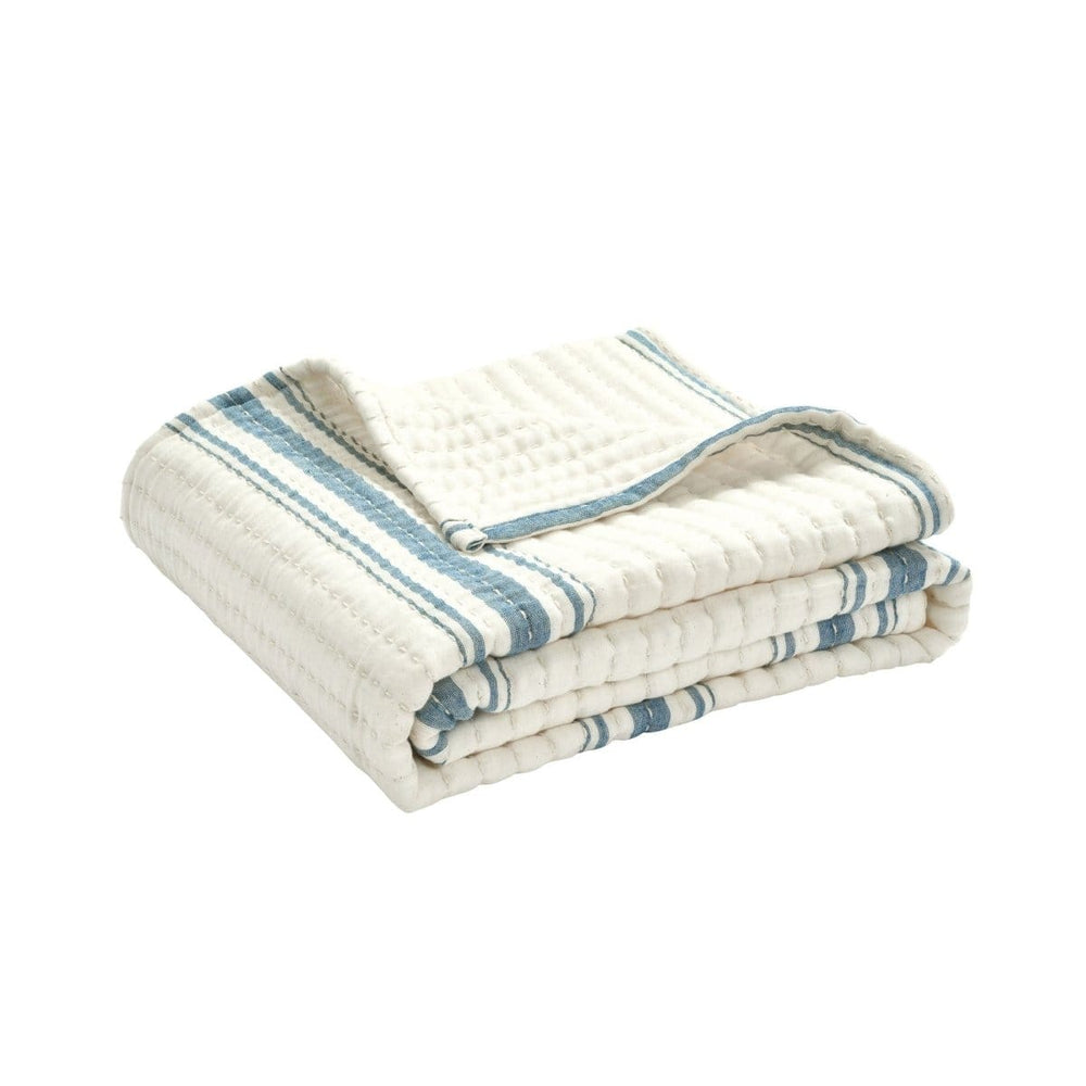 Farmhouse Stripe Kantha Pick Stitch Yarn Dyed Cotton Woven Throw - Quahog Bay Bedding