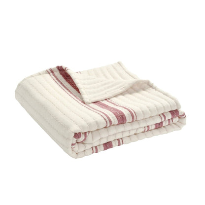 Farmhouse Stripe Kantha Pick Stitch Yarn Dyed Cotton Woven Throw - Quahog Bay Bedding