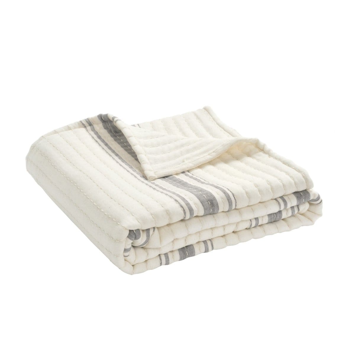 Farmhouse Stripe Kantha Pick Stitch Yarn Dyed Cotton Woven Throw - Quahog Bay Bedding