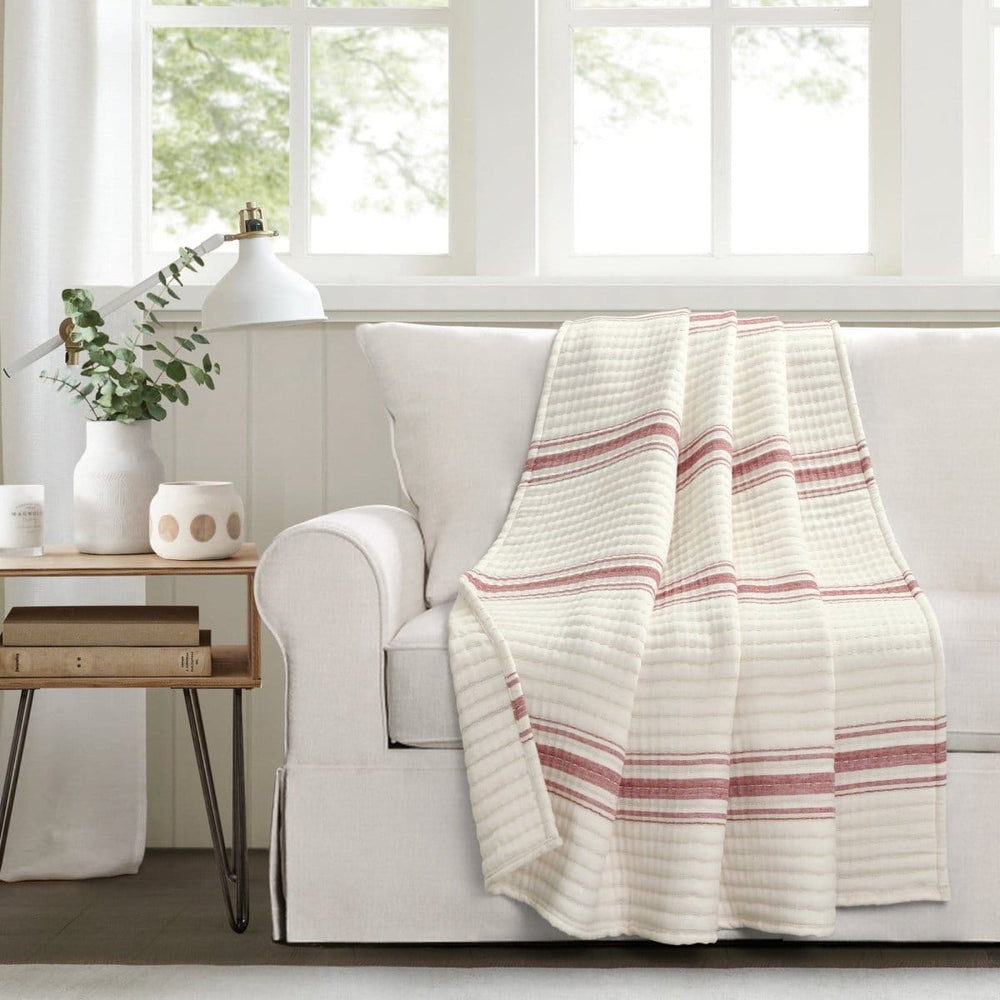 Farmhouse Stripe Kantha Pick Stitch Yarn Dyed Cotton Woven Throw - Quahog Bay Bedding