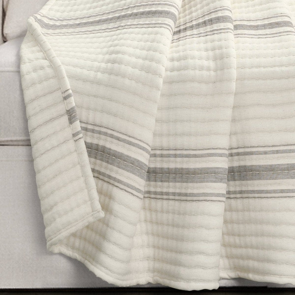 Farmhouse Stripe Kantha Pick Stitch Yarn Dyed Cotton Woven Throw - Quahog Bay Bedding