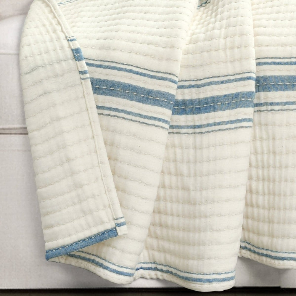 Farmhouse Stripe Kantha Pick Stitch Yarn Dyed Cotton Woven Throw - Quahog Bay Bedding
