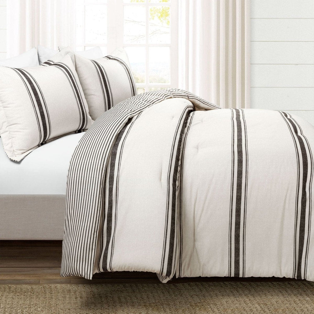 Farmhouse Stripe Reversible Comforter Set - Quahog Bay Bedding