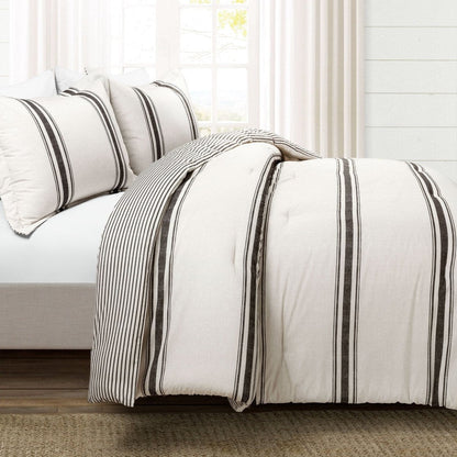 Farmhouse Stripe Reversible Comforter Set - Quahog Bay Bedding