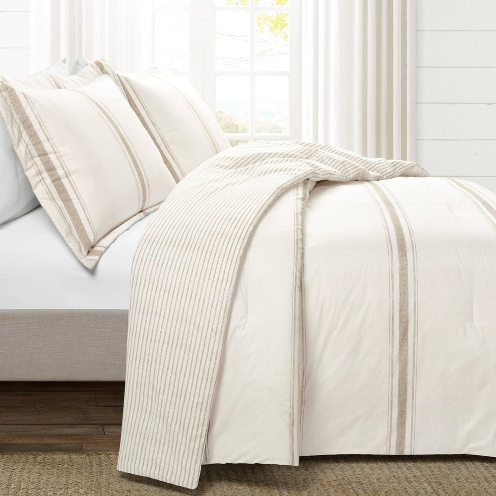Farmhouse Stripe Reversible Comforter Set - Quahog Bay Bedding