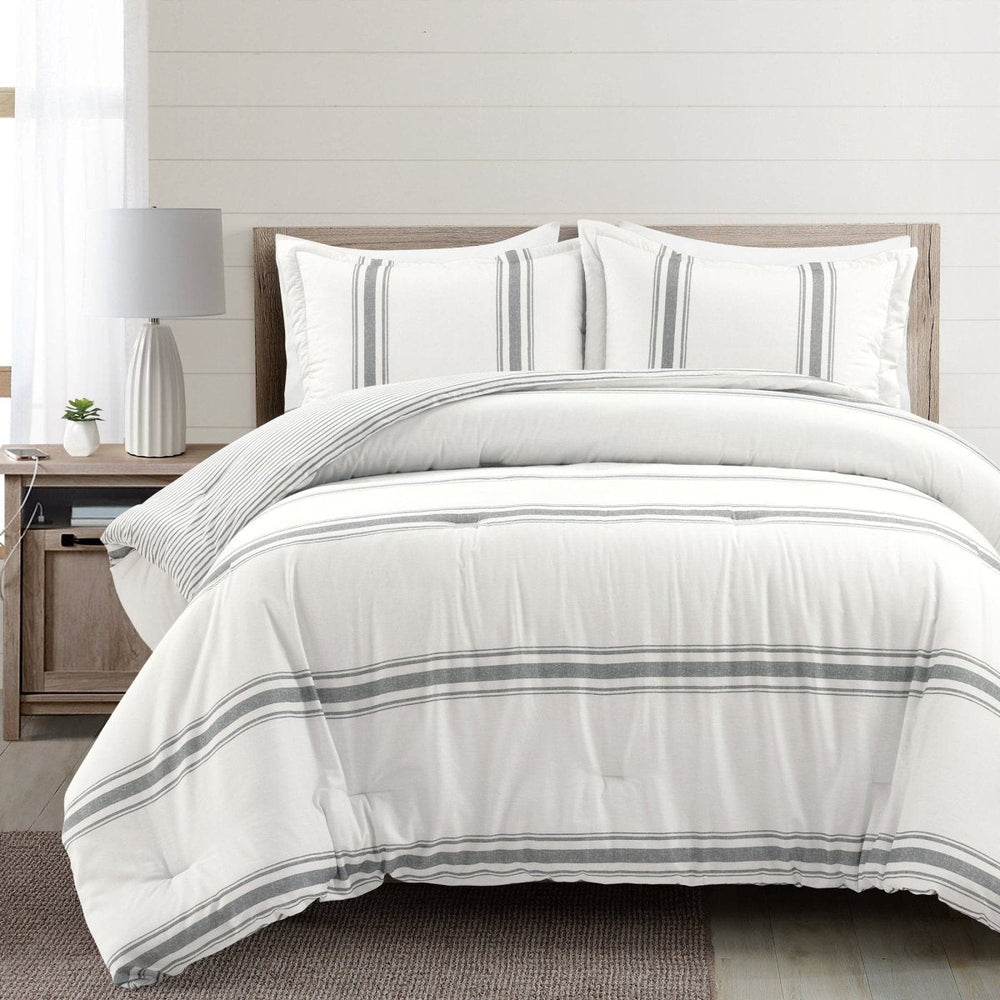 Farmhouse Stripe Reversible Comforter Set - Quahog Bay Bedding