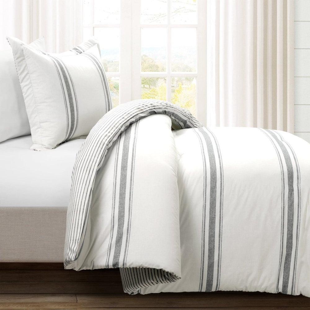 Farmhouse Stripe Reversible Comforter Set - Quahog Bay Bedding