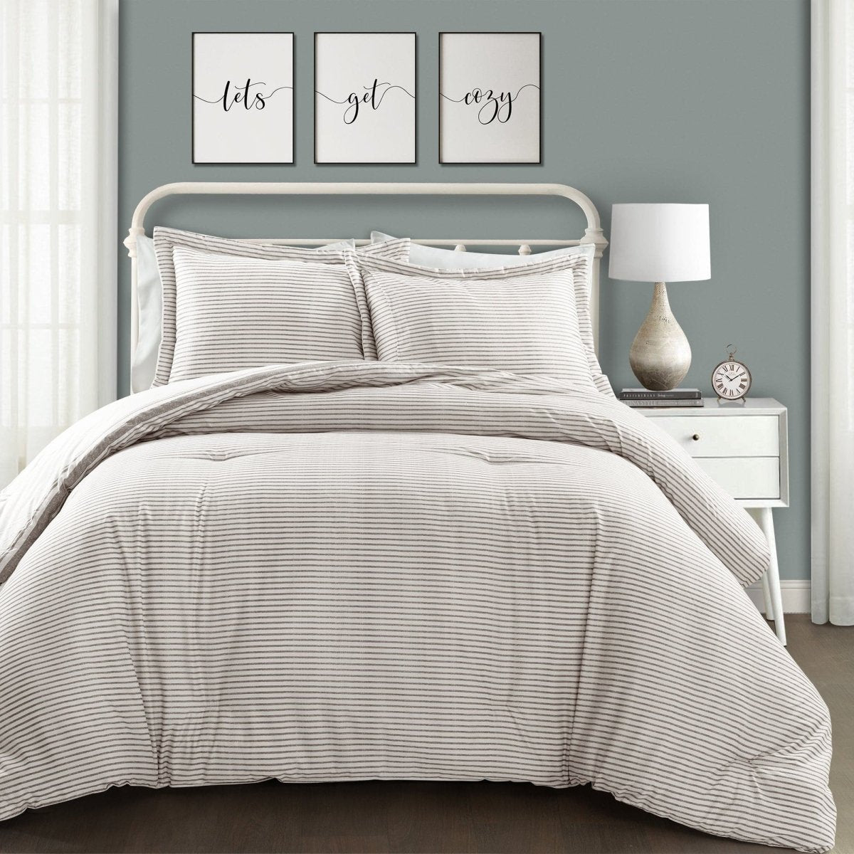 Farmhouse Stripe Reversible Comforter Set - Quahog Bay Bedding
