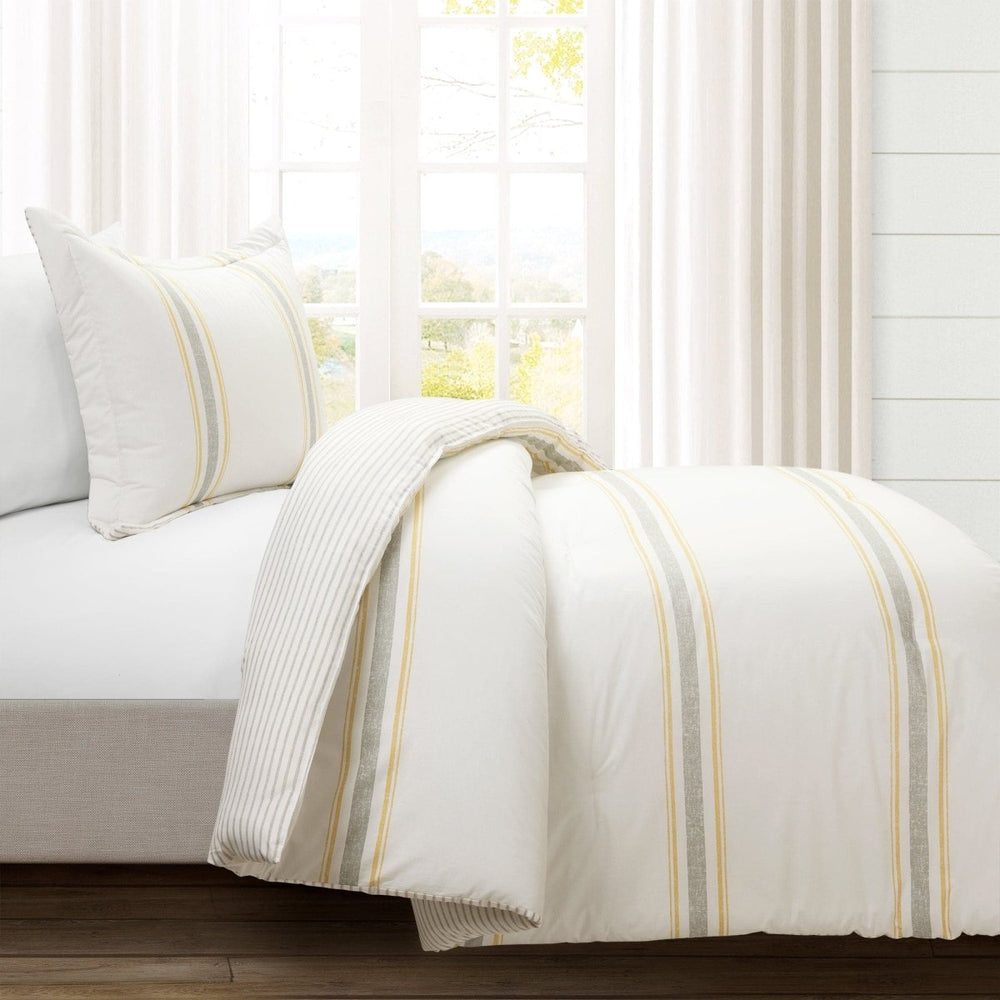 Farmhouse Stripe Reversible Comforter Set - Quahog Bay Bedding