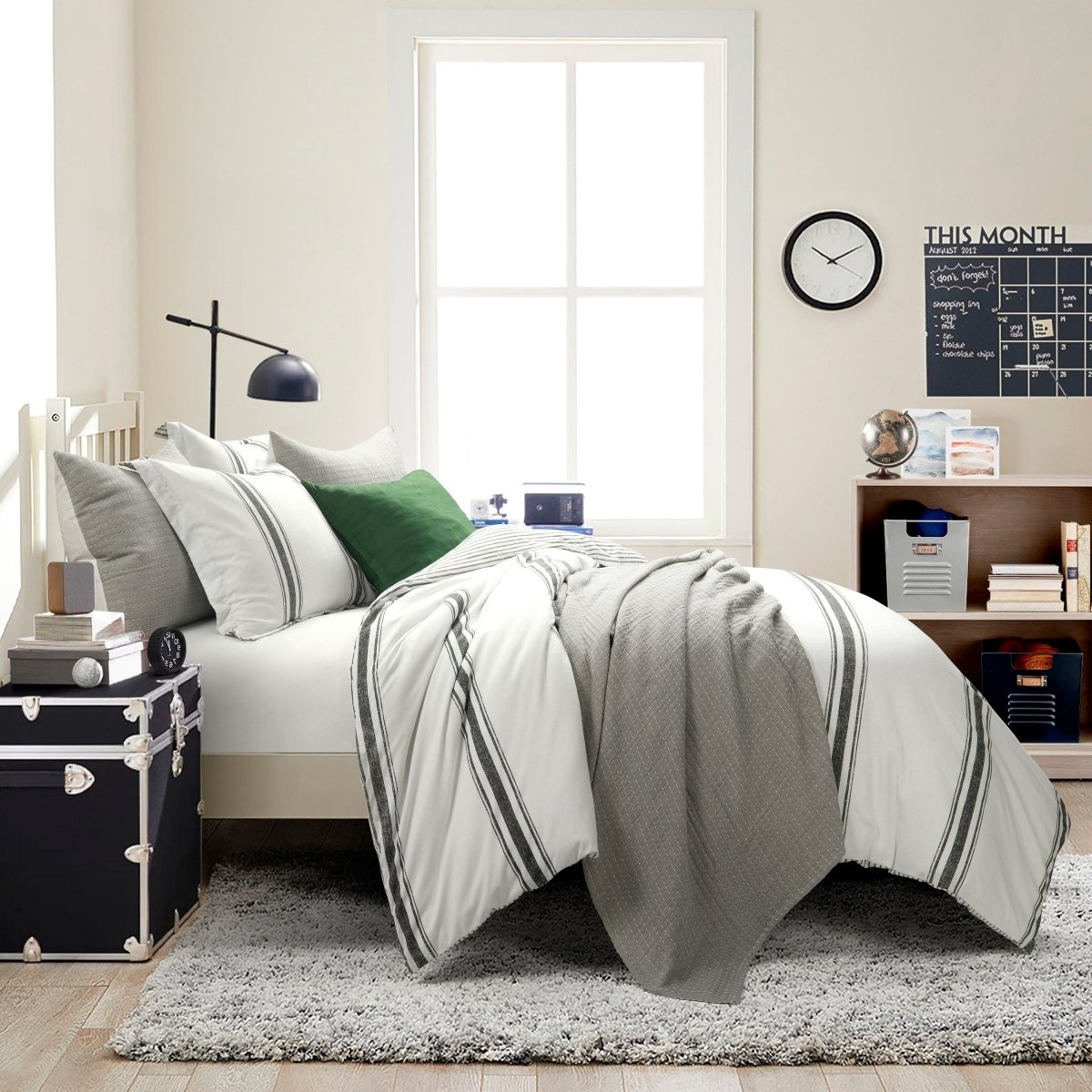 Farmhouse Stripe Reversible Comforter Set - Quahog Bay Bedding
