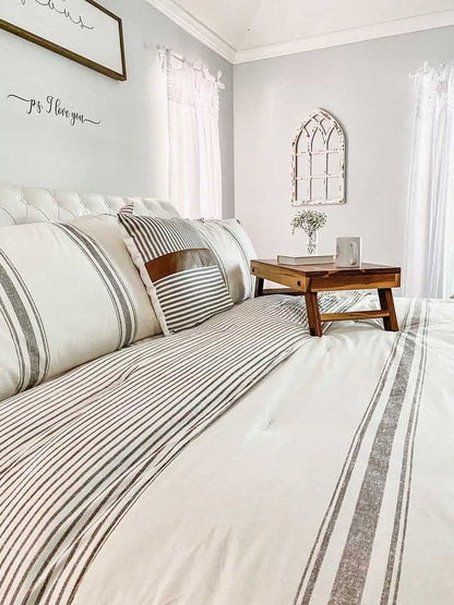 Farmhouse Stripe Reversible Comforter Set - Quahog Bay Bedding