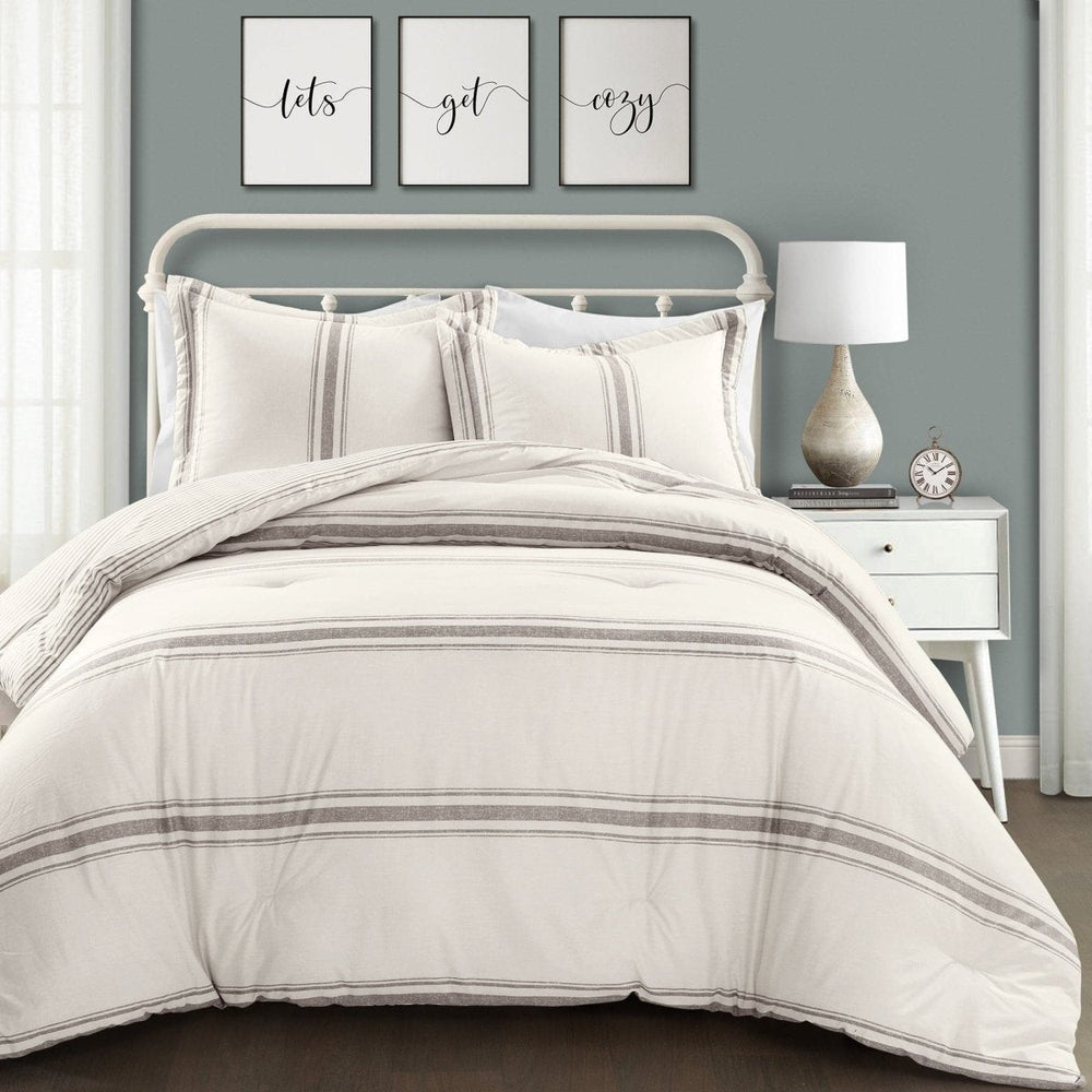 Farmhouse Stripe Reversible Comforter Set - Quahog Bay Bedding