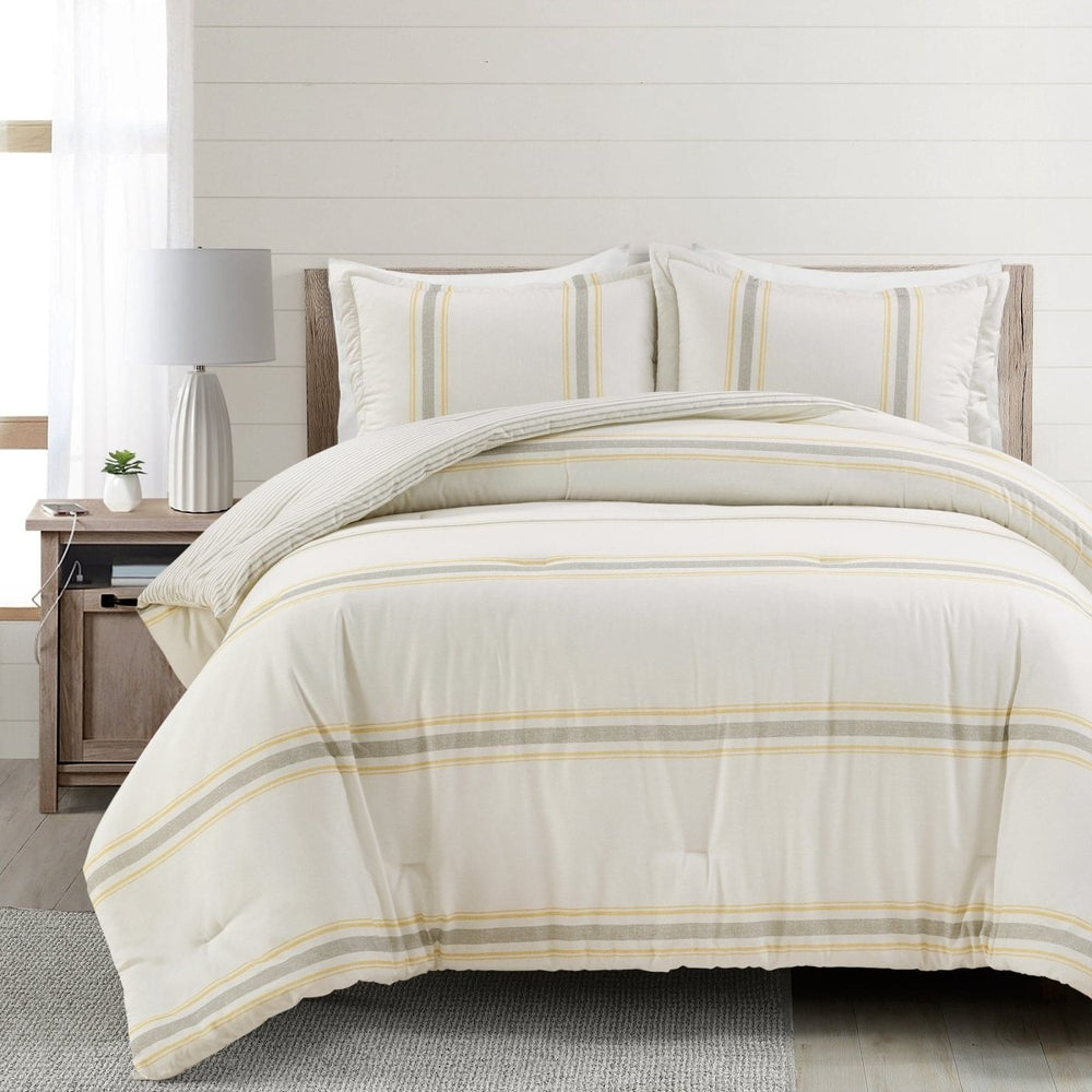 Farmhouse Stripe Reversible Comforter Set - Quahog Bay Bedding