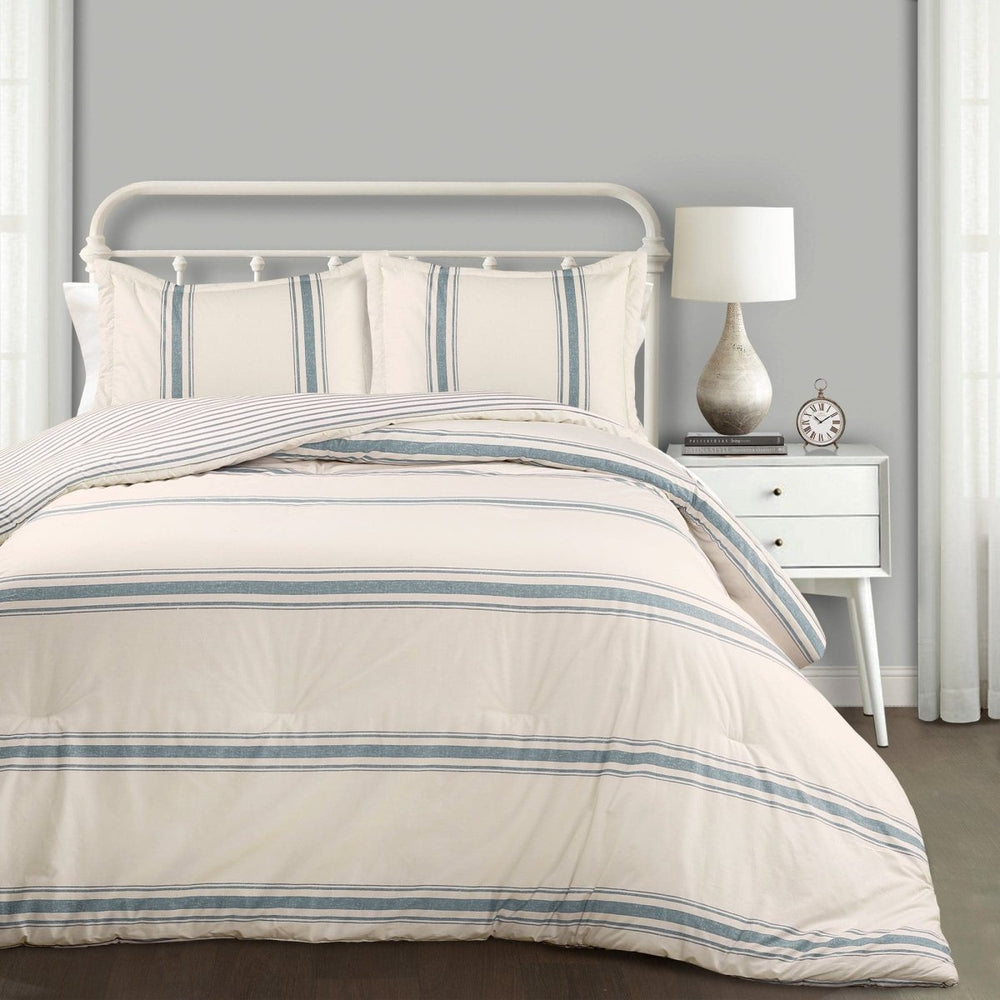 Farmhouse Stripe Reversible Comforter Set - Quahog Bay Bedding