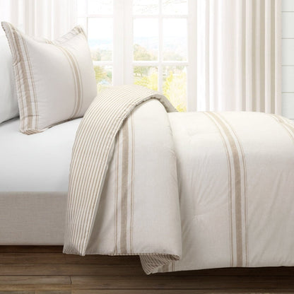 Farmhouse Stripe Reversible Comforter Set - Quahog Bay Bedding