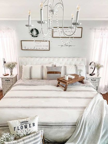 Farmhouse Stripe Reversible Comforter Set - Quahog Bay Bedding
