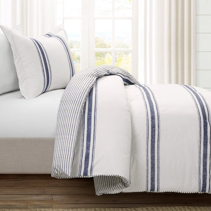 Farmhouse Stripe Reversible Comforter Set - Quahog Bay Bedding