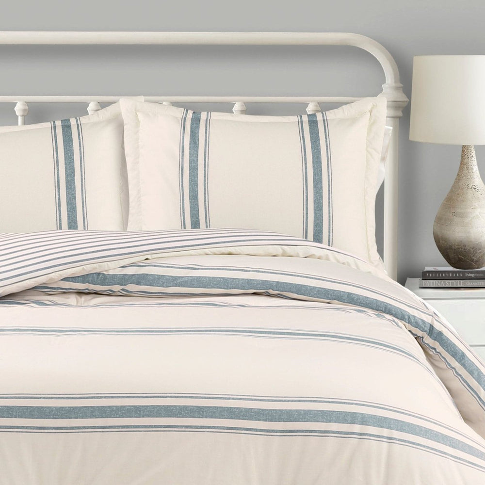 Farmhouse Stripe Reversible Comforter Set - Quahog Bay Bedding