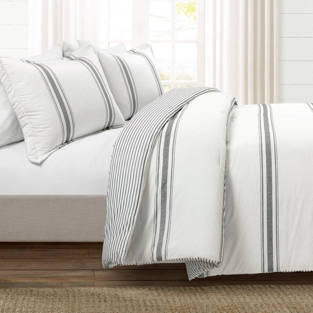 Farmhouse Stripe Reversible Comforter Set - Quahog Bay Bedding